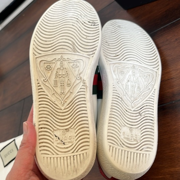 Gucci Ace Web Embroidered Bee Leather Sneakers size 37 Made in Italy Authentic - Picture 14 of 16